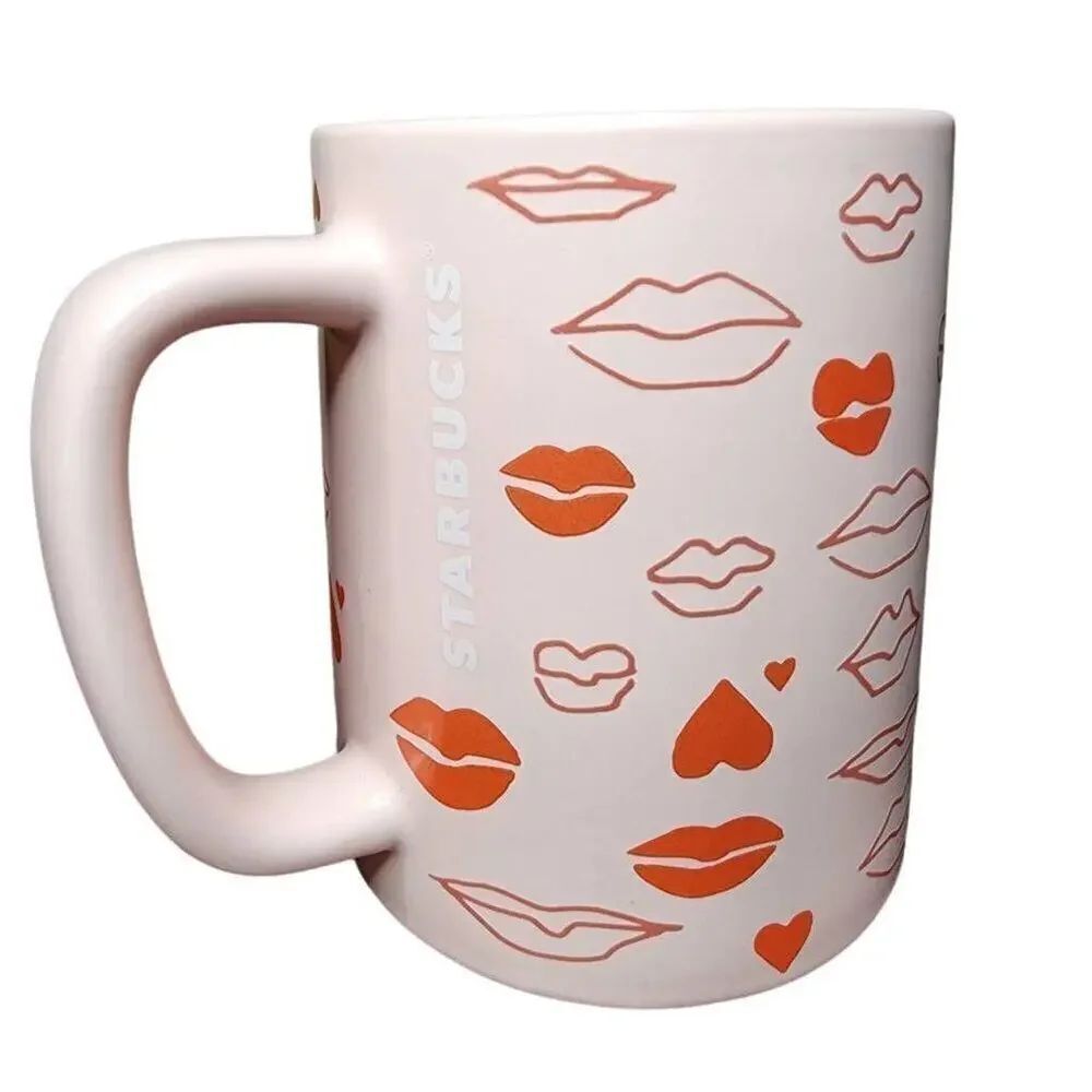 Starbucks Coffee Mugs, 2020 Valentine's Day Lips & Hearts Ceramic Drinking Cup